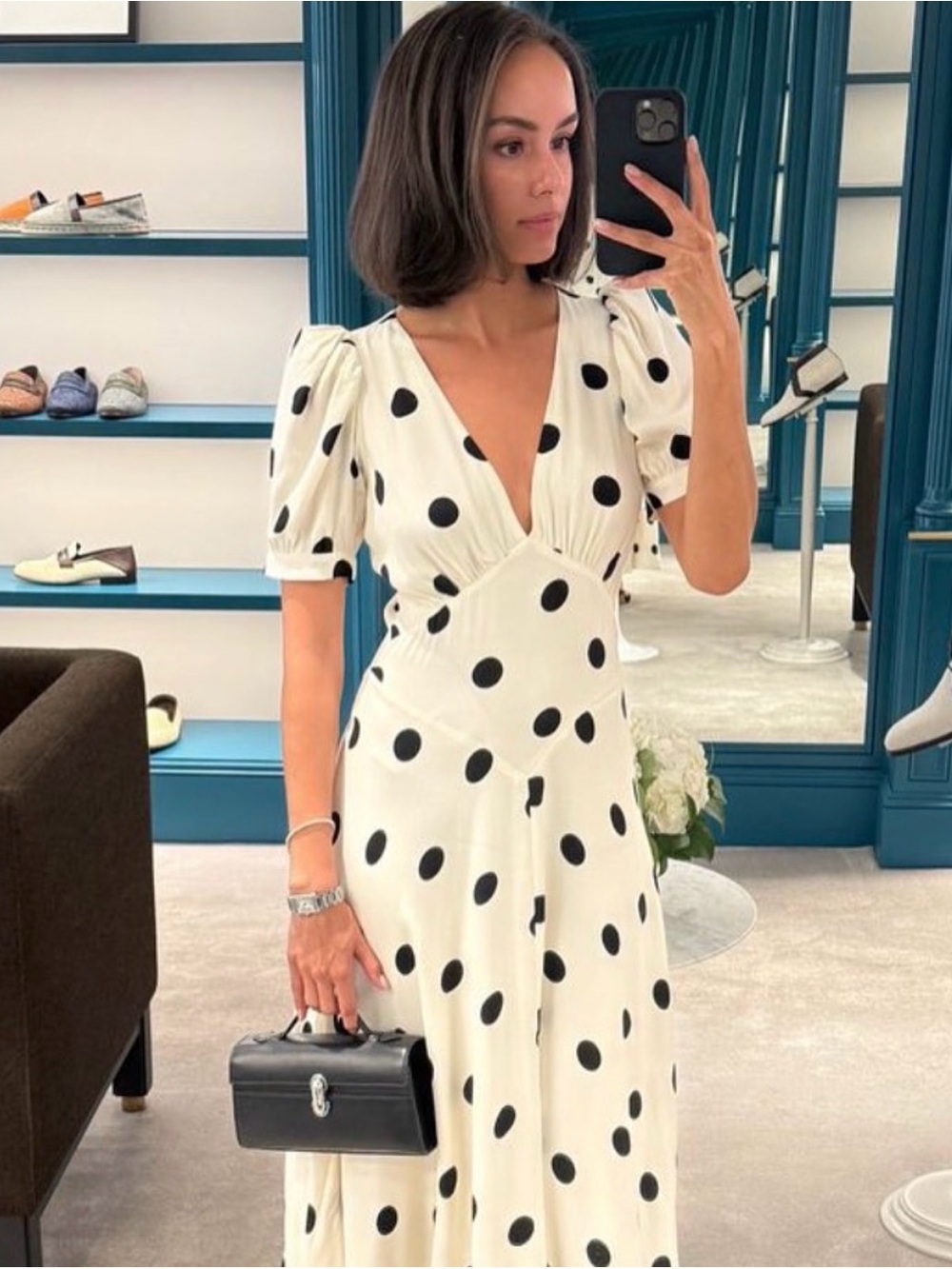 REFORMATION Naira Dress in Pluto Dot 2